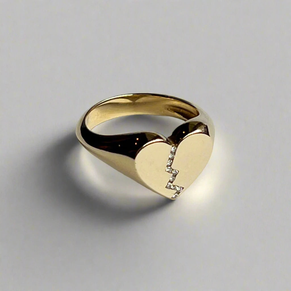 Pavé Broken Heart Signet