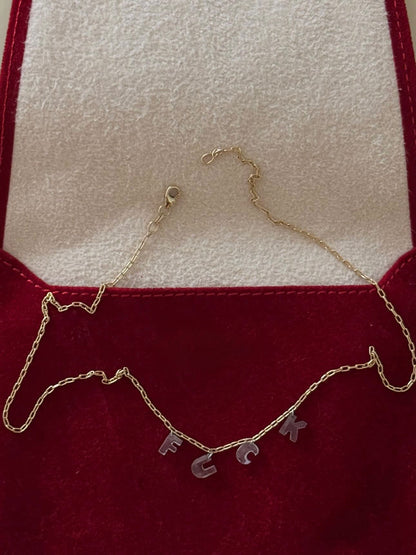Diamond Letter Necklace, (Customizable) 14k