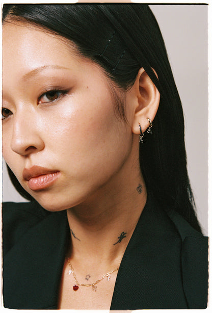 Diamond Letter Huggies, 14k