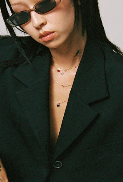 Devil Heart Necklace, Sterling Silver and Synthetic Ruby