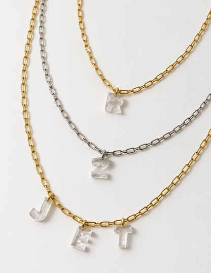 Diamond Letter Necklace, (Customizable) 14k