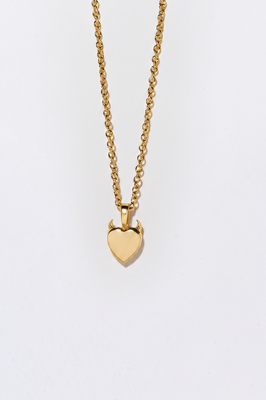 Devil Heart Necklace, 14k