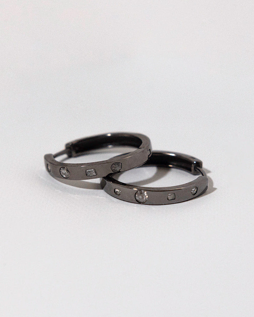 Debris Hoops, Sterling Silver