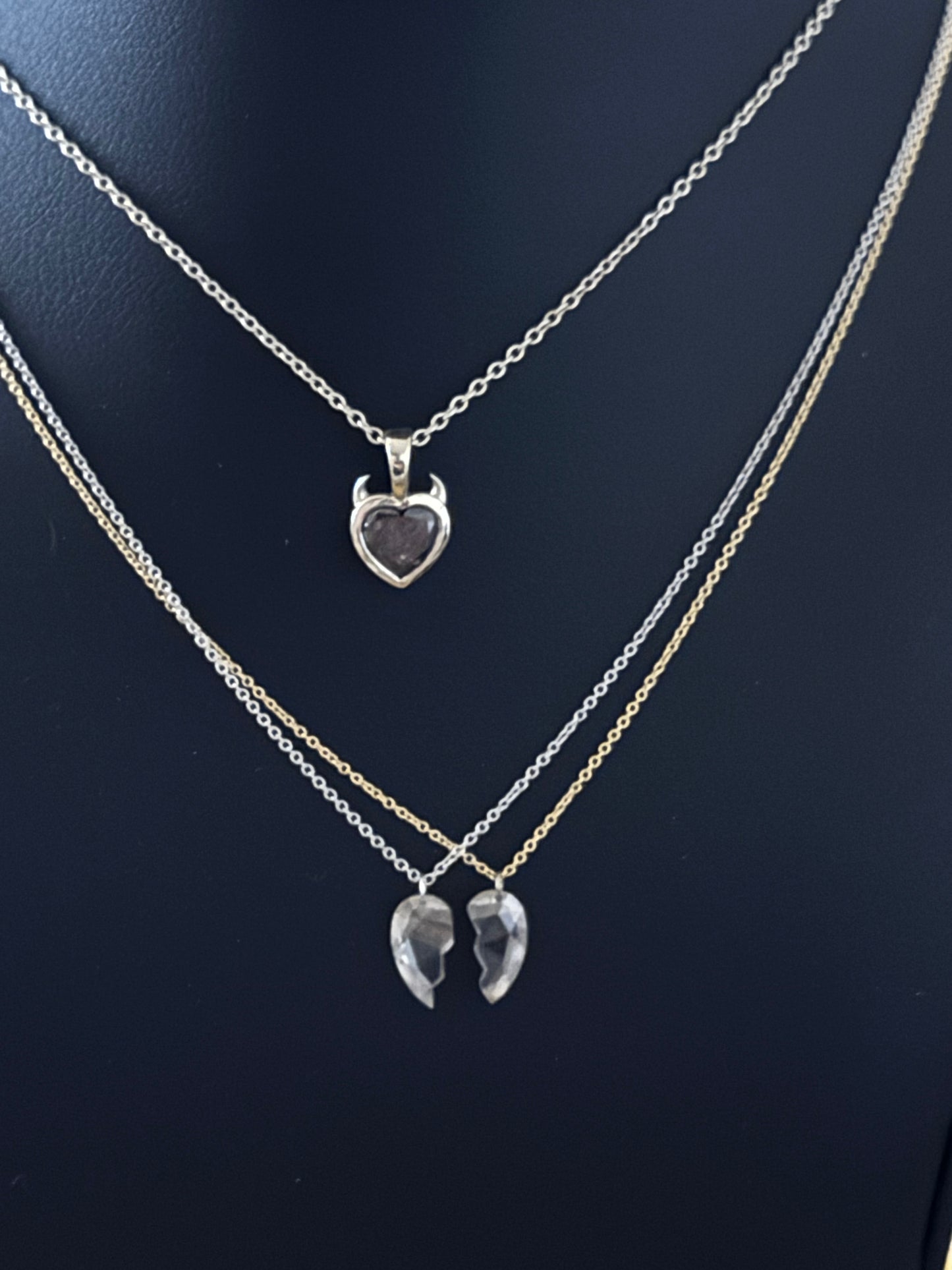 Broken Heart Diamond Necklace (Set of two)