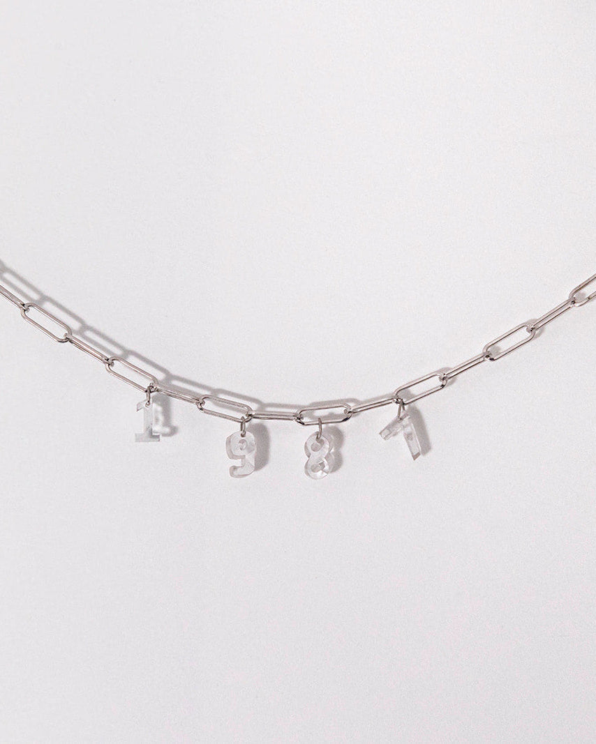 Diamond Number Necklace, 14k