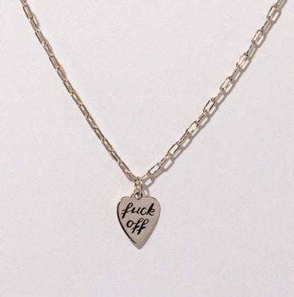 Fuck Off Necklace, Sterling Silver