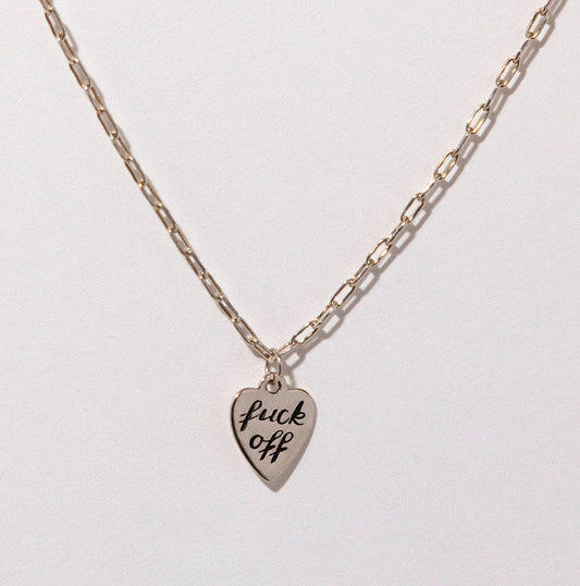Fuck Off Necklace, Sterling Silver