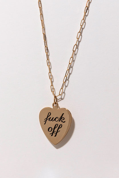Fuck Off Necklace, 14k