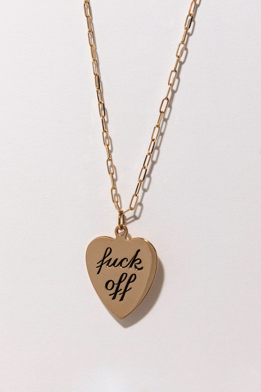 Fuck Off Necklace, 14k