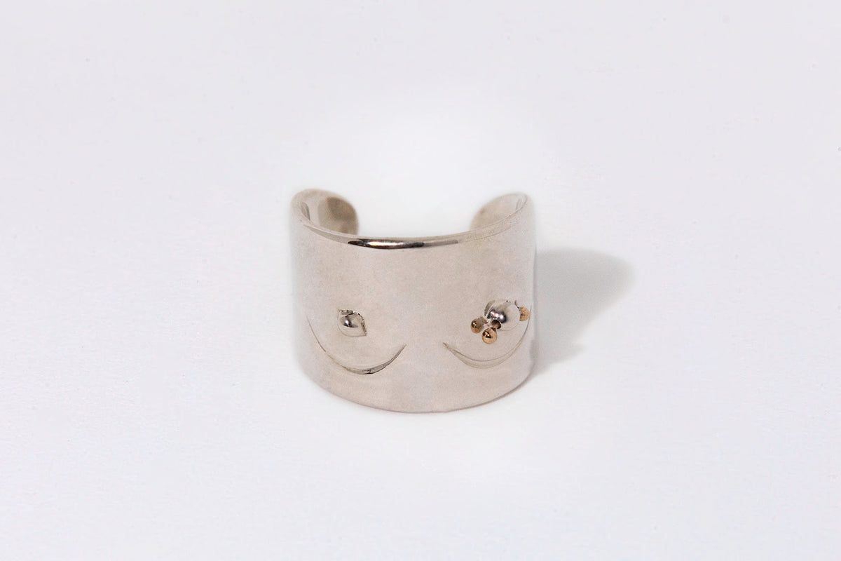 PIERCED BOOBY RING, STERLING SILVER