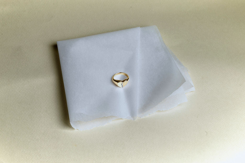 Pavé Broken Heart Signet, 14k