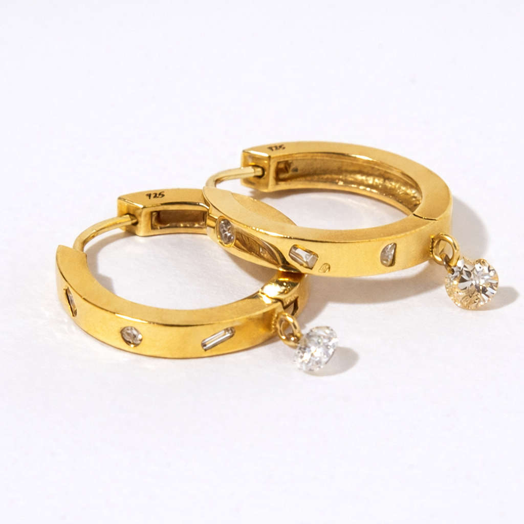 Debris Drop Hoops, 14k