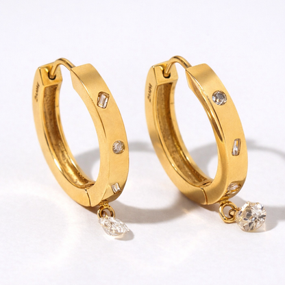 Debris Drop Hoops, 14k