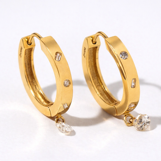 Debris Drop Hoops, 14k