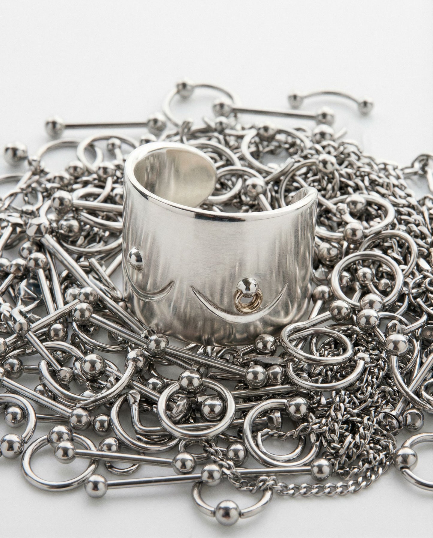 PIERCED BOOBY RING, 14K WITH PLATINUM PIERCING