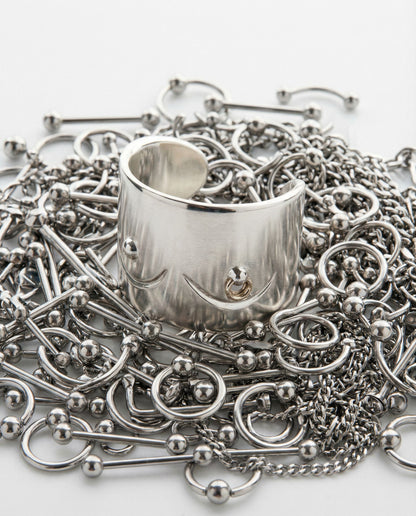 PIERCED BOOBY RING, 14K WITH PLATINUM PIERCING